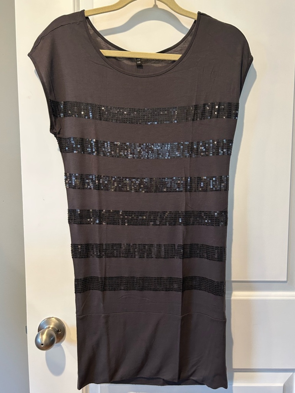 Express Gray Sequin Stripe Mini Dress/Tunic